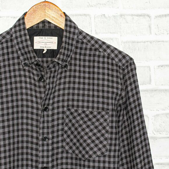 Rag & Bone Tailored Workwear Flannel Shirt Gray check Size XS - Picture 2 of 8